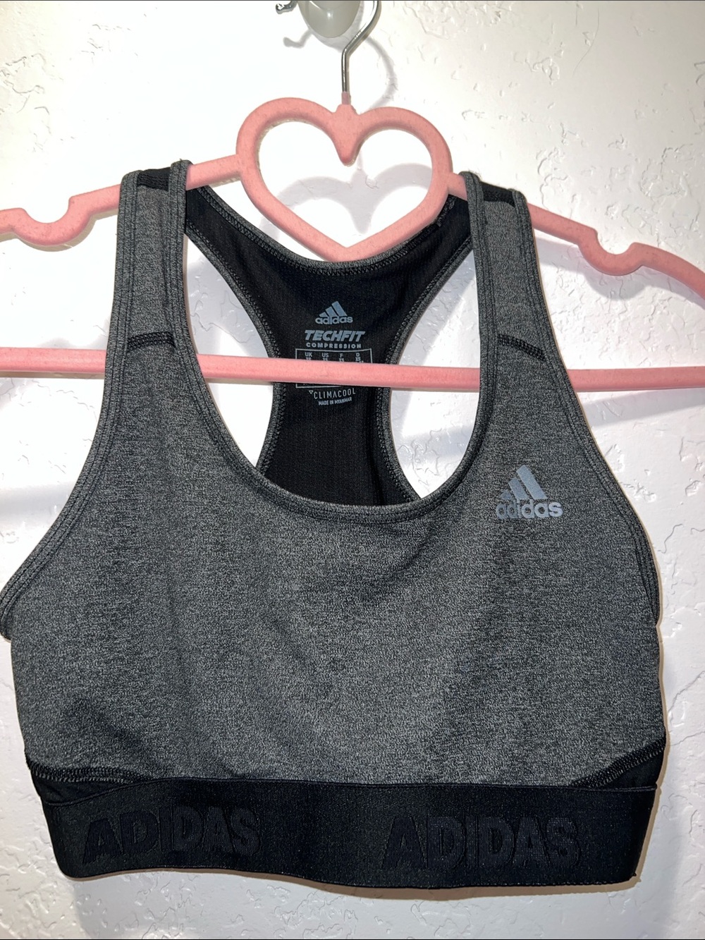 Adidas Gray Techfit Racerback Sports Bra